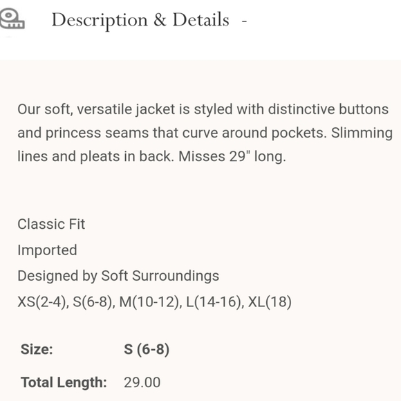 Soft Surroundings Della Slate Blue Button Jacket - Picture 9 of 9
